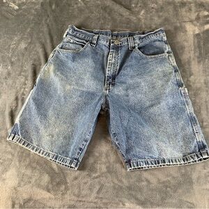 Vtg Wrangler Medium Wash Denim‎ Jort Shorts Relaxed Baggy Carpenter Mens Size 36